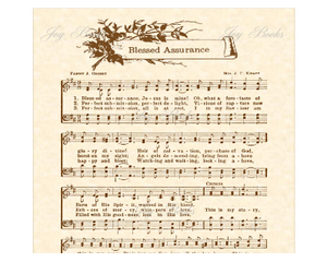 Blessed Assurance Hymn On Parchment With Bird By Fanny J Crosby 8x10 Sheet Music Wall Art Digital Download Printable DIY Vintage Verses